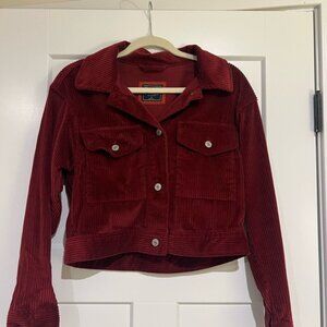 Abercrombie & Fitch Burgundy Corduroy Cropped Jacket